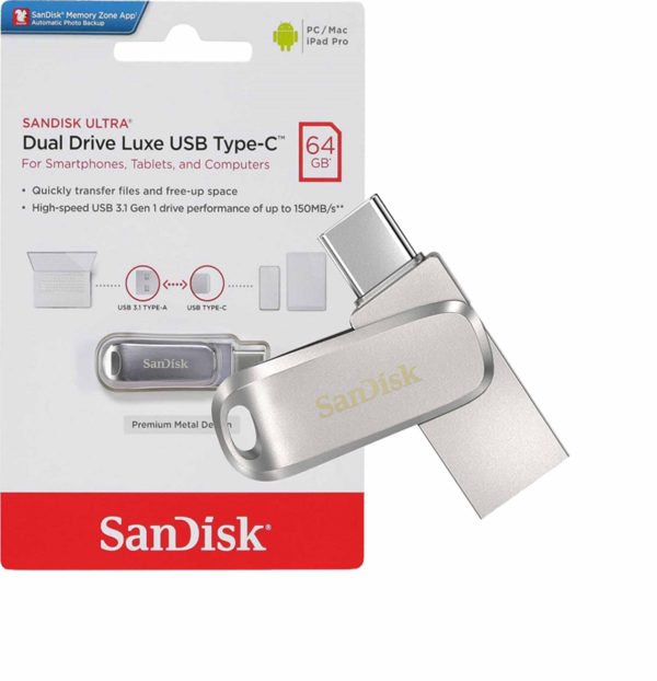 Flash usb Sandisk 64G :dual drive luxe فلش یو اس بی